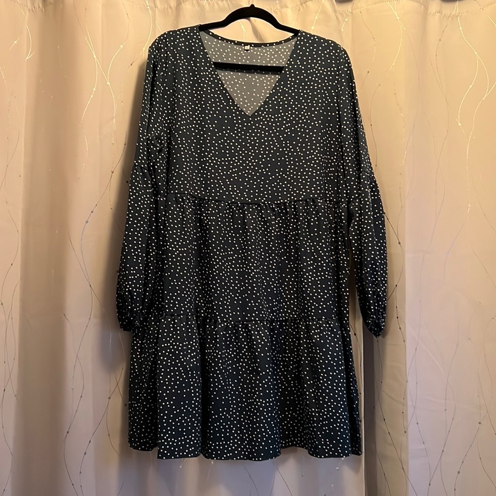Green polka dot dress
